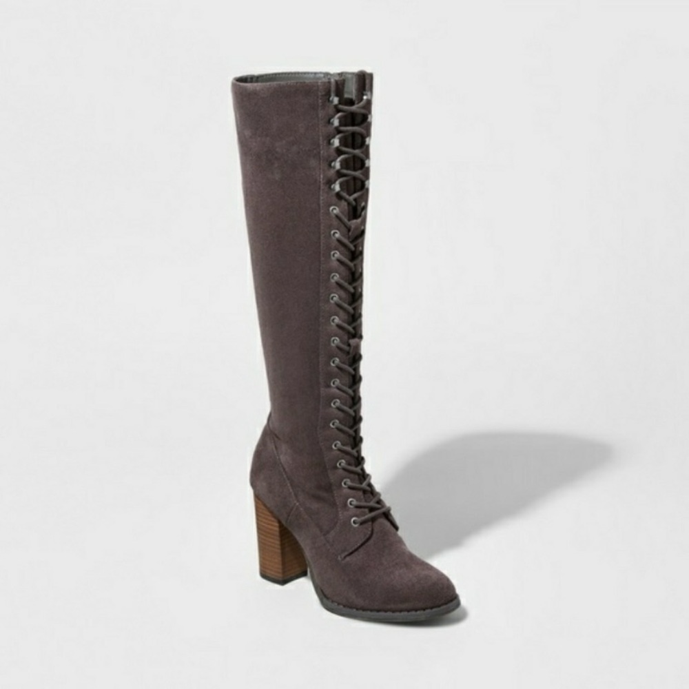 Womens Lace-Up Heeled Tall Boots A New Day - Picture 3 of 7